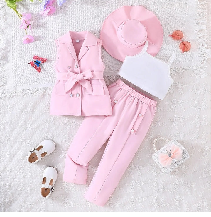 GIRL'S JACKET, TOP, PANTS AND HAT 4PCS SET