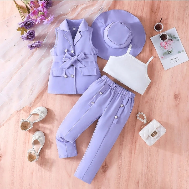 GIRL'S JACKET, TOP, PANTS AND HAT 4PCS SET