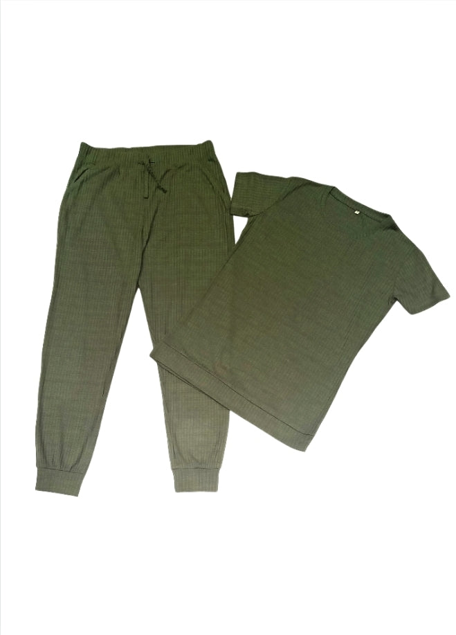LADIES SHORT SLEEVE AND PANTS 2PCS SET