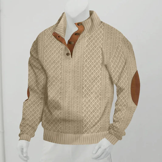 MEN'S JACQUARD VERTICAL LONG-SLEEVE SWEATER