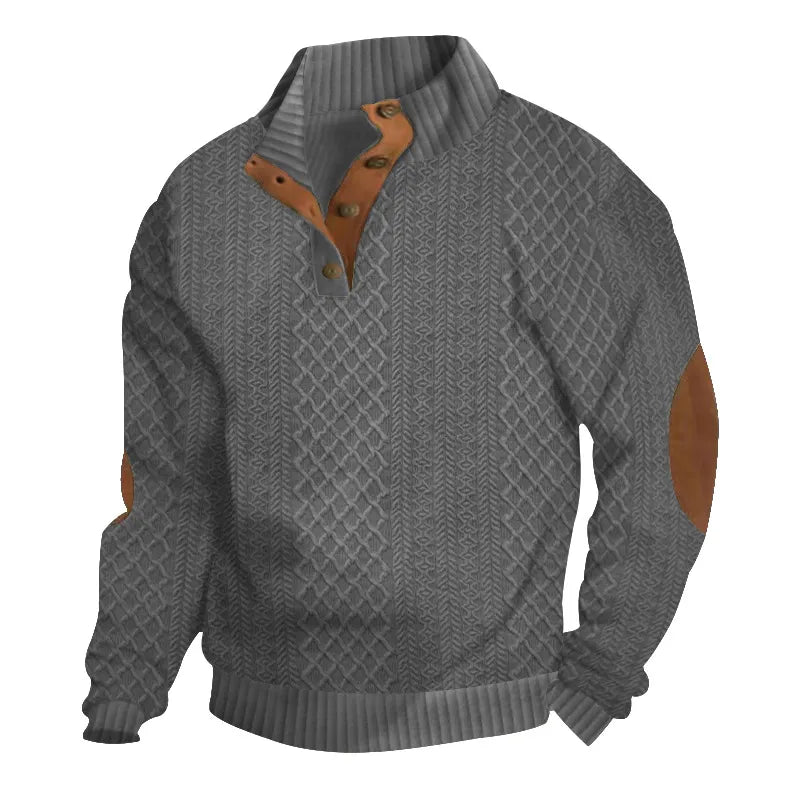 MEN'S JACQUARD VERTICAL LONG-SLEEVE SWEATER