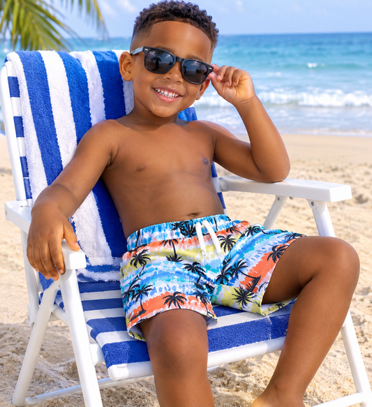 BOY'S CARTOON TROPICAL SWIMWEAR SHORTS