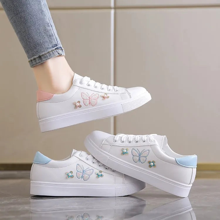 GIRL'S CASUAL BUTTERFLY LACE-UP SNEAKERS