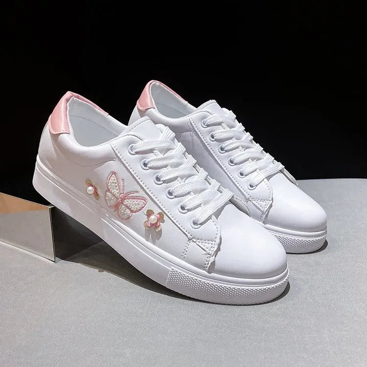 GIRL'S CASUAL BUTTERFLY LACE-UP SNEAKERS