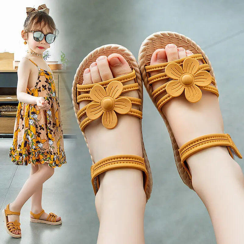 GIRL'S FLOWER PATTERN SANDALS