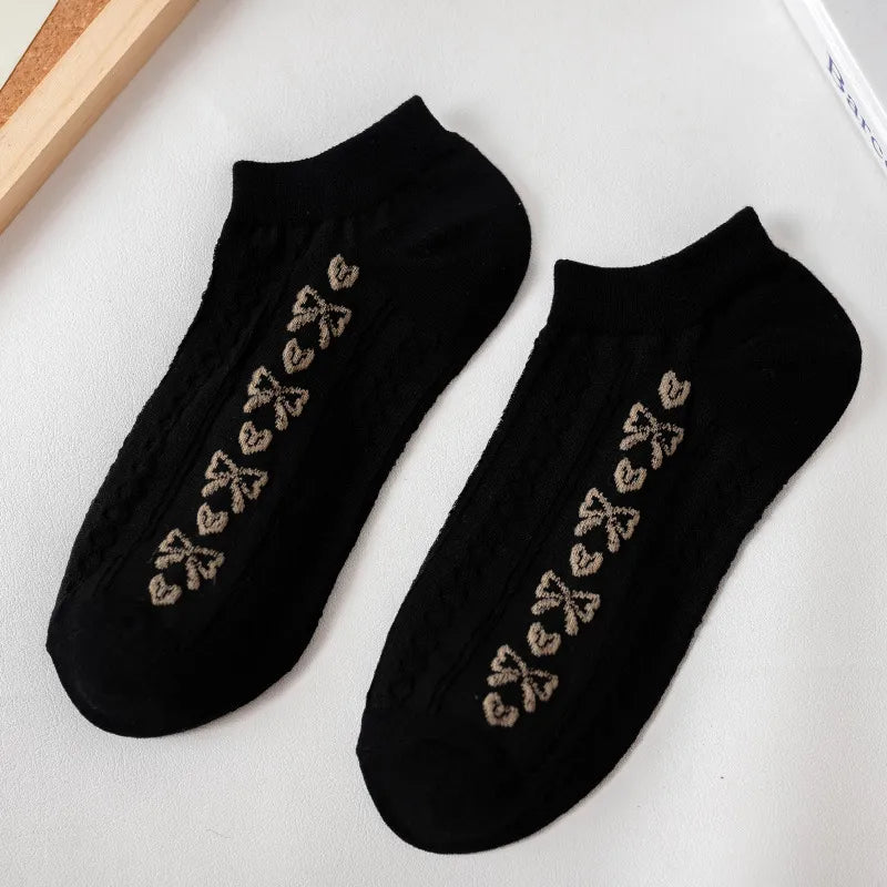 LADIES CUTE BOW PATTERN COTTON SOCKS