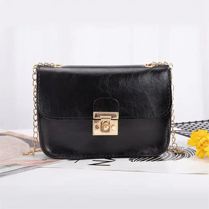 LADIES METAL LOCK CLASP CHAIN CROSSBODY BAG