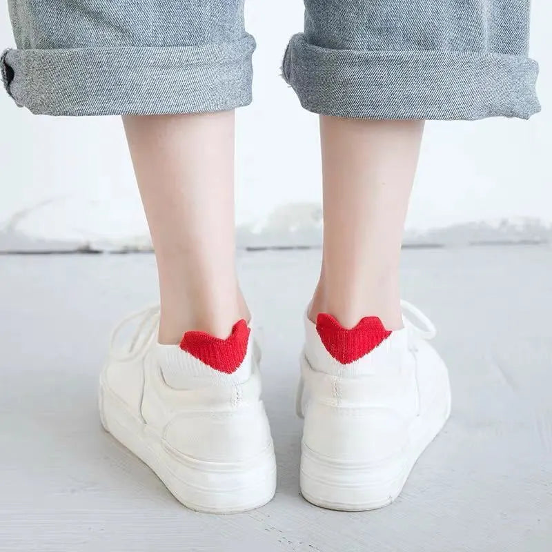 LADIES HEART SHORT COTTON SOCKS