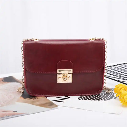 LADIES METAL LOCK CLASP CHAIN CROSSBODY BAG