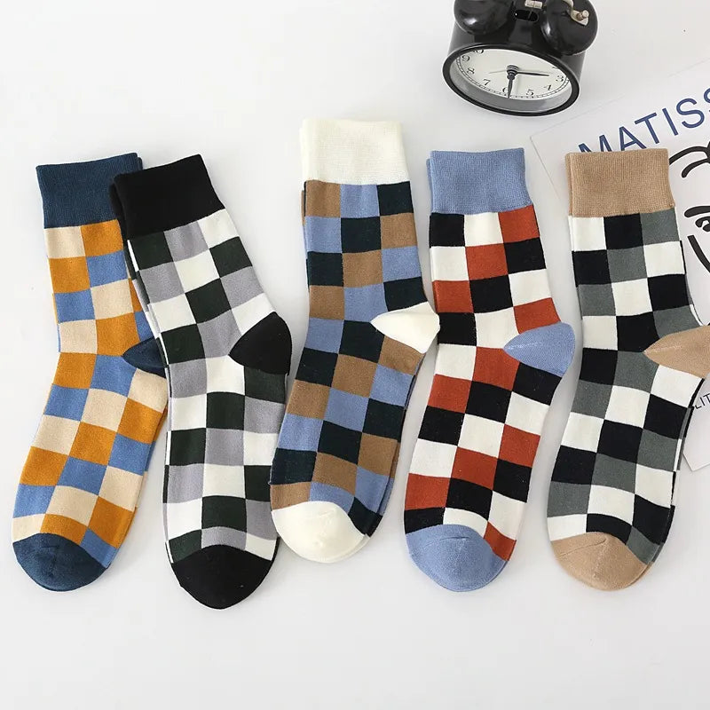 MEN'S BREATHABLE PLAID SOCKS