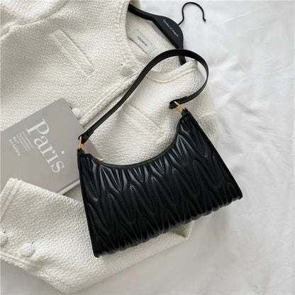 LADIES BASIC ZIPPER CREASE PU UNDERARM BAG