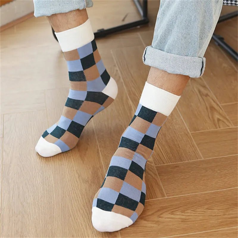 MEN'S BREATHABLE PLAID SOCKS