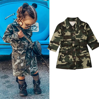 GIRL'S CAMOUFLAGE LONG SLEEVE DRESS