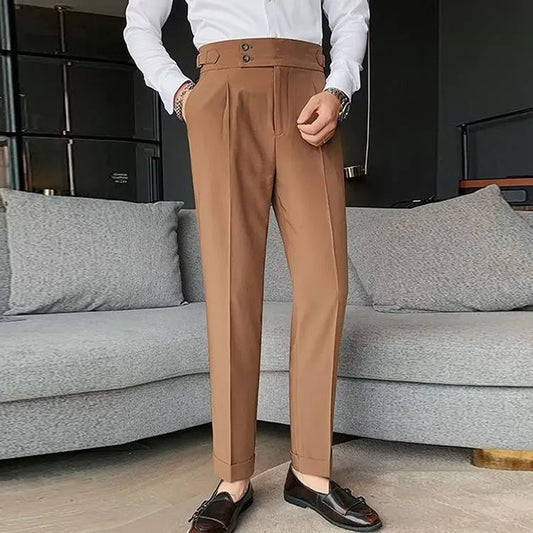 MEN'S HIGH WAIST STRAIGHT TROUSERS