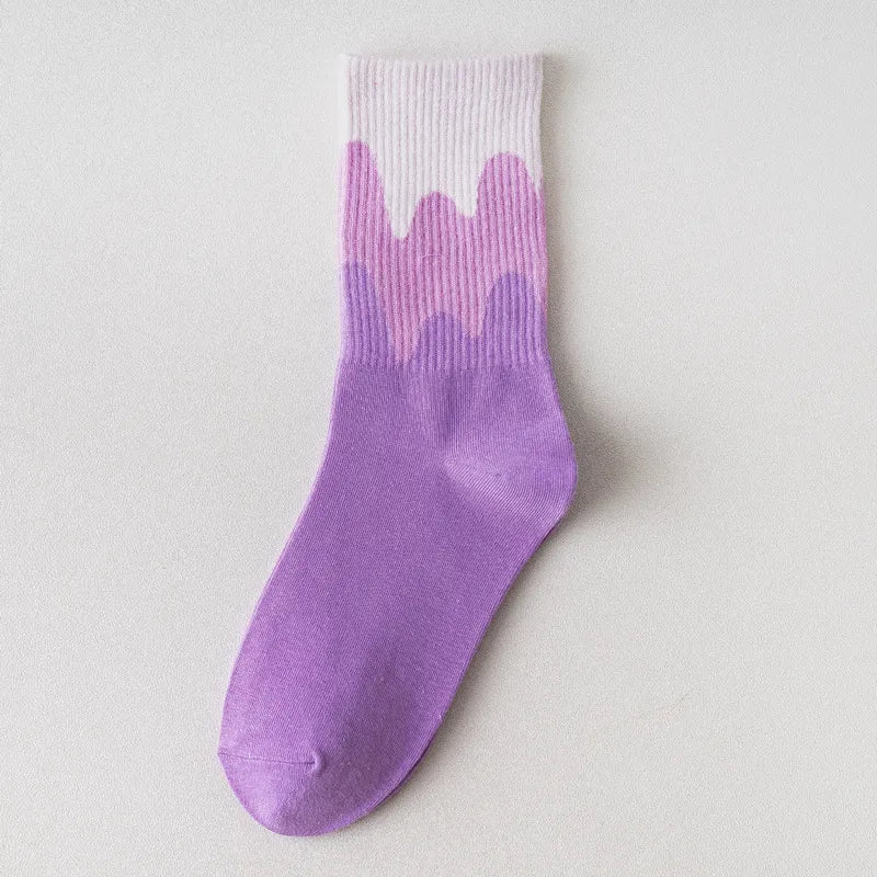 LADIES AUTUMN AND WINTER GRADIENT ICE CREAM  SOCKS