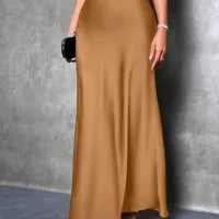 LADIES FASHION SOLID SATIN SKIRT