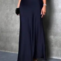 LADIES FASHION SOLID SATIN SKIRT