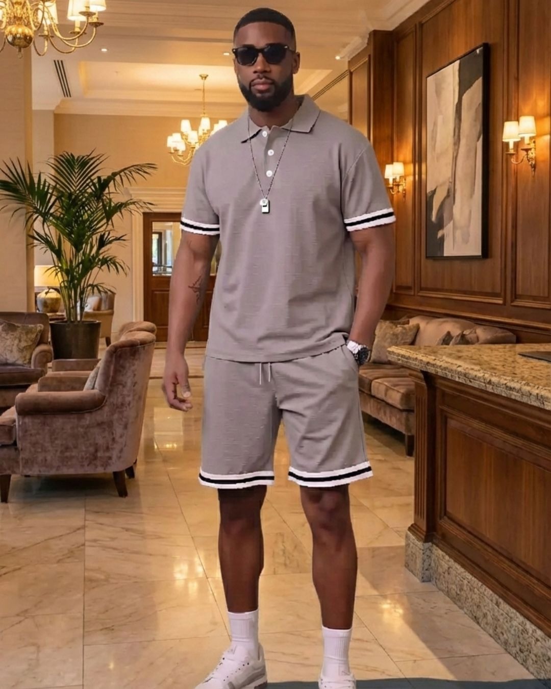 MEN'S POLO SHIRT AND SHORTS 2PCS SET