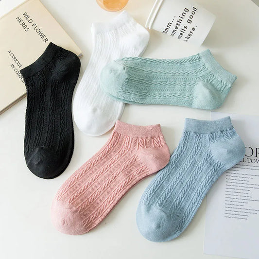 LADIES THIN BREATHABLE TWIST STRIPE SOCKS