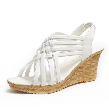 LADIES WOVEN HOLLOWPEEP-TOE WEDGE PLATFORM