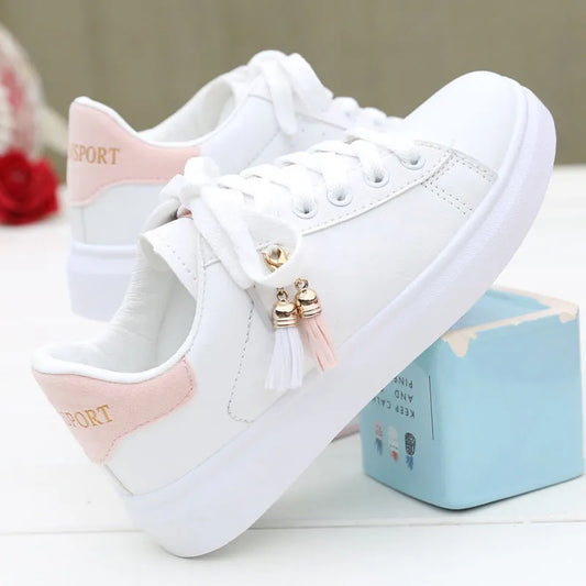 LADIES FLAT SOLID LACE-UP SNEAKERS