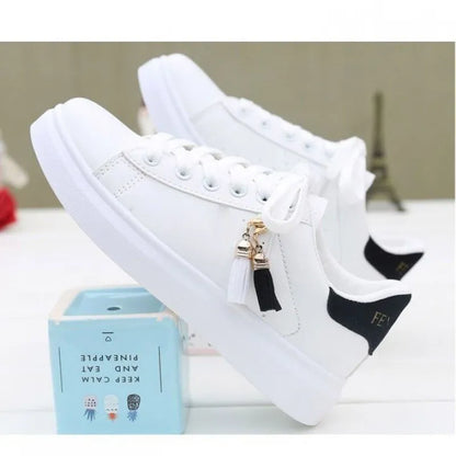 LADIES FLAT SOLID LACE-UP SNEAKERS