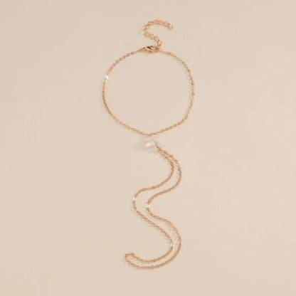 LADIES TRANSPARENT BEAD CONNECT TOE CHAIN ANKLET