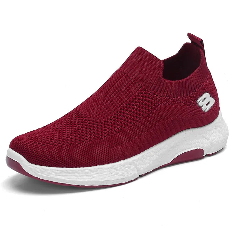 LADIES SLIP ON FLY WOVEN BREATHABLE SNEAKERS