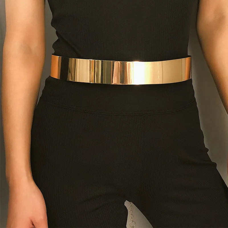 LADIES METAL DECOR ELASTIC BELT