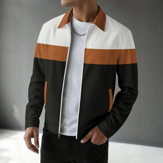 MEN'S SPRING WAFFLE LAPEL LONG-SLEEVE JACKET