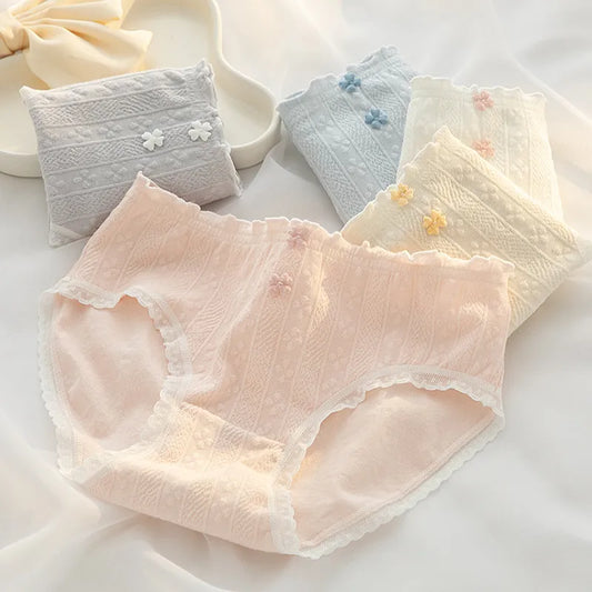 GIRL'S FASHION SOLID JACQUARED COTTON UNDERWEAR PANTIES