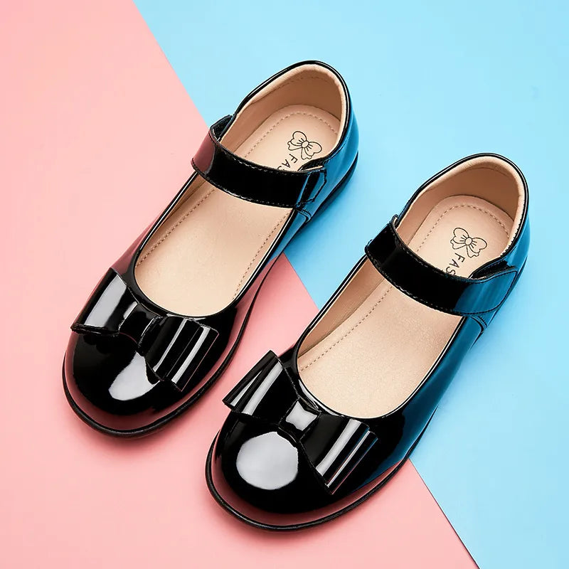 GIRL'S SOLID BOWKNOT SOFT SOLE LEATHER SHOES