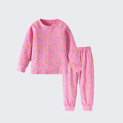 GIRL'S AUTUMN PRINTED LONG-SLEEVE  PANTS PAJAMAS 2PCS SET