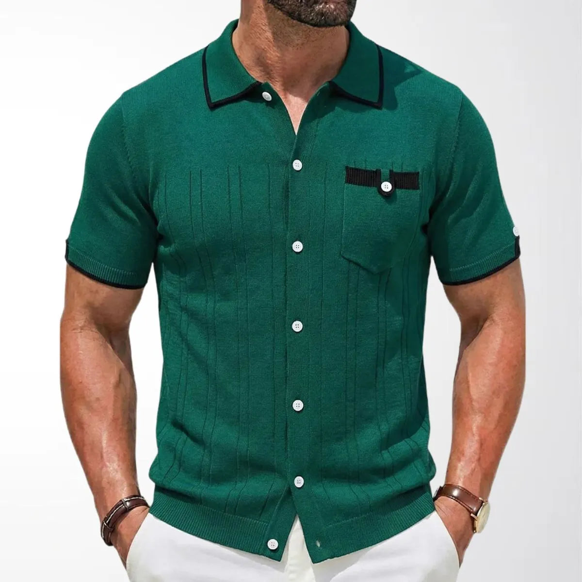 MEN'S CASUAL POCKET LAPEL SHORT-SLEEVE POLO SHIRT