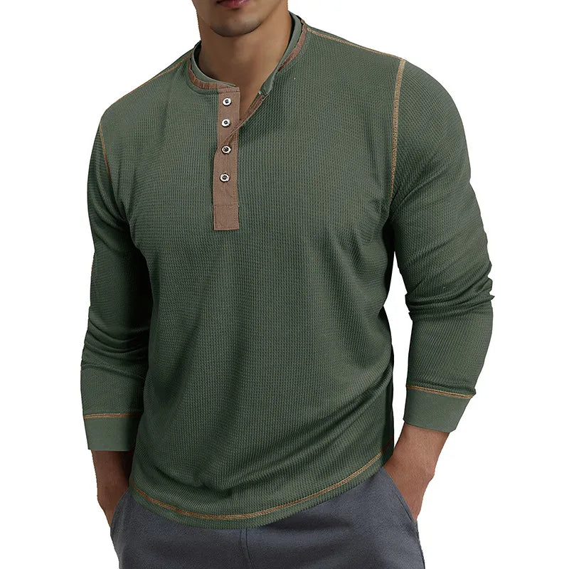 MEN'S FASHION CONTRAST LONG-SLEEVE T-SHIRT