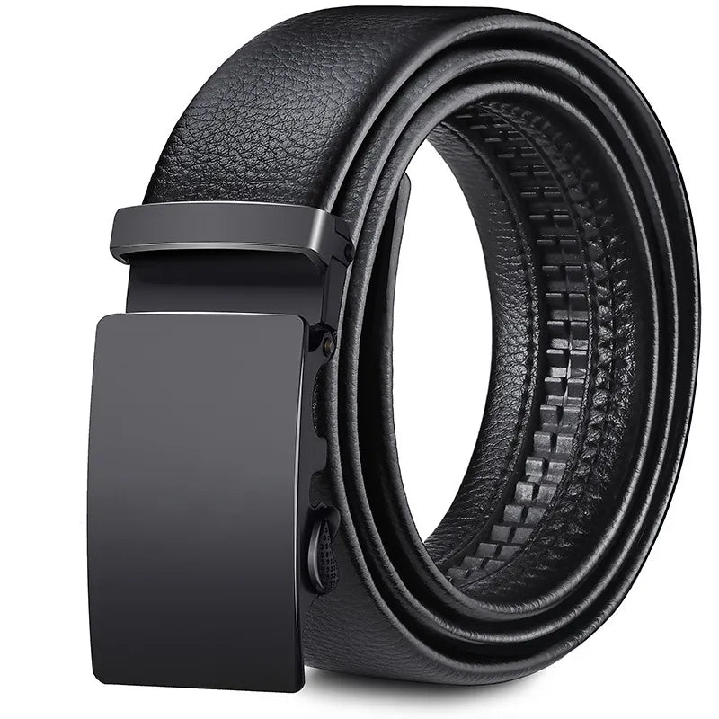 MEN'S PU STONE GRAIN METAL BUCKLE BELT