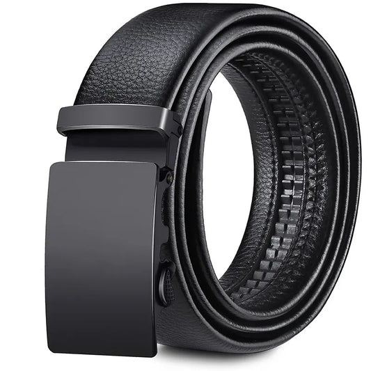 MEN'S PU STONE GRAIN METAL BUCKLE BELT