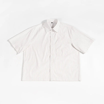 MEN'S CASUAL STRIPE LAPEL SHORT-SLEEVE LOOSE  SHIRT