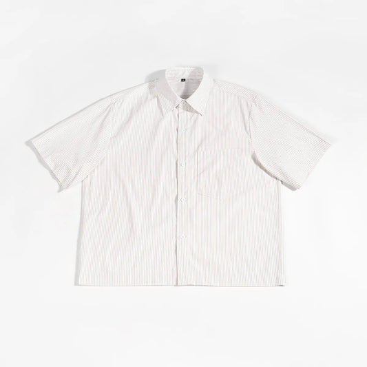 MEN'S CASUAL STRIPE LAPEL SHORT-SLEEVE LOOSE  SHIRT