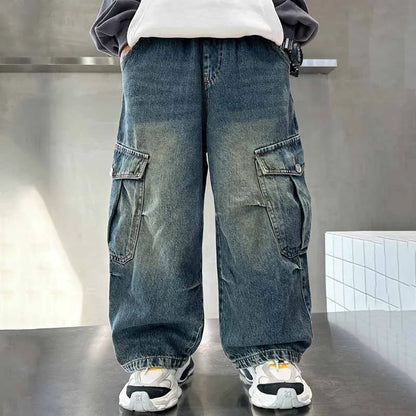 BOY'S TODDLER CASUAL VINTAGE CARGO WIDE LEG JEANS