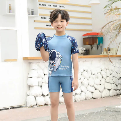 KIDS TODDLER CUTE CARTOON SHORT-SLEEVE TANKINIS SWIMWEAR 2PCS SET