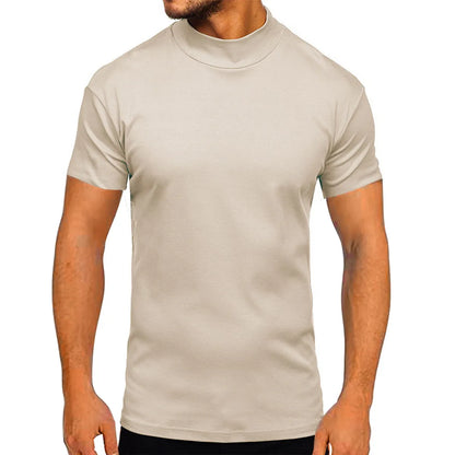 MEN'S CASUAL BASIC SOLID TURTLE NECK T-SHIRT