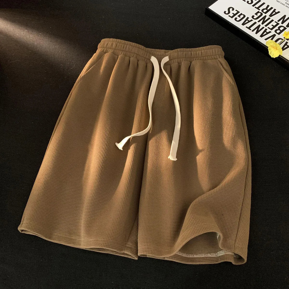 MEN'S CASUAL LOOSE DRAWSTRING WAFFS SHORTS