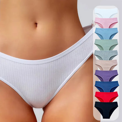 LADIES SEXY SOLID COLOR-RIBBED UNDERWEAR PANTS