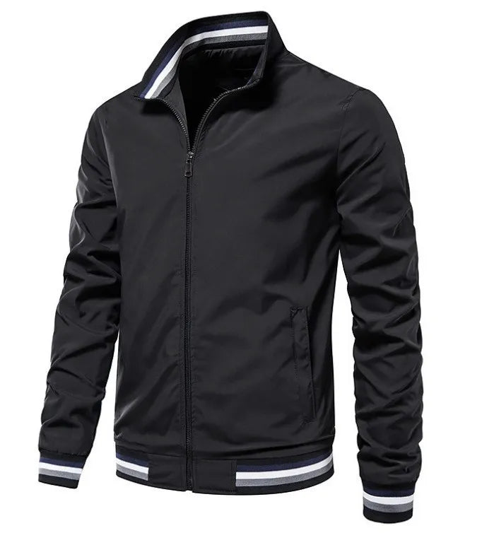 MEN'S CASUAL AUTUMN WINTER COLLAR ZIPPER LONG-SLEEVE COAT