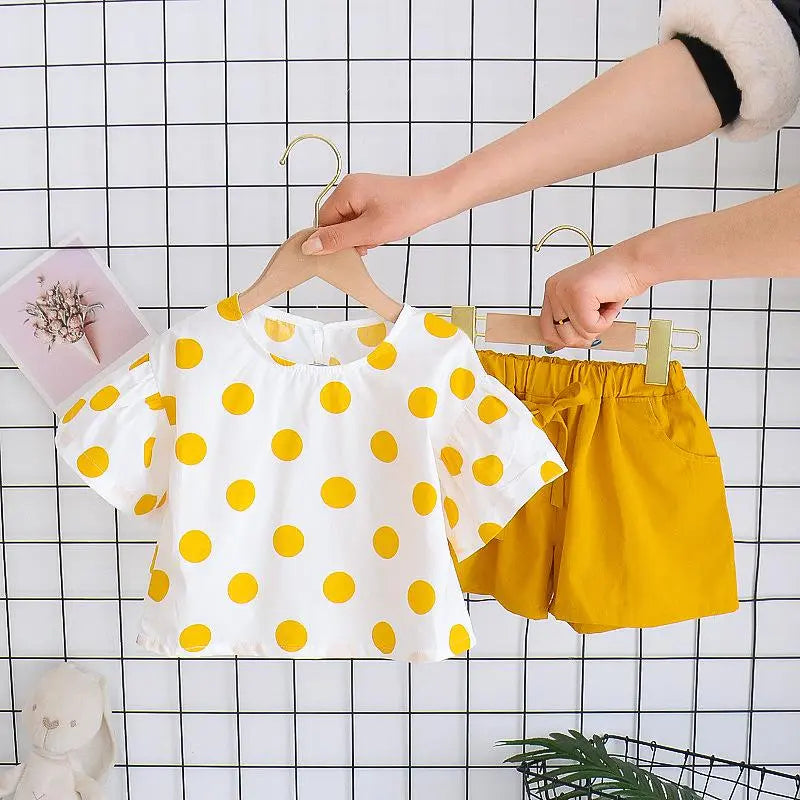 BABY GIRL'S POLKA DOT 2PCS SHORTS SET