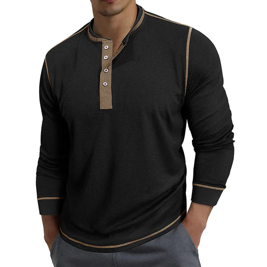 MEN'S FASHION CONTRAST LONG-SLEEVE T-SHIRT