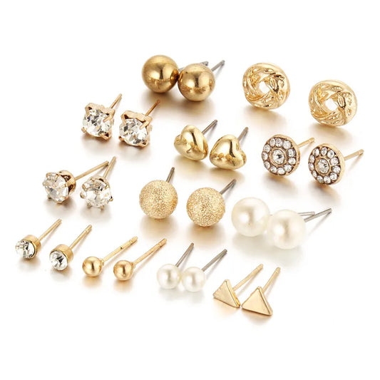 LADIES TEMPERAMENT RHINESTONE PEARL ALLOY EARRING PCS