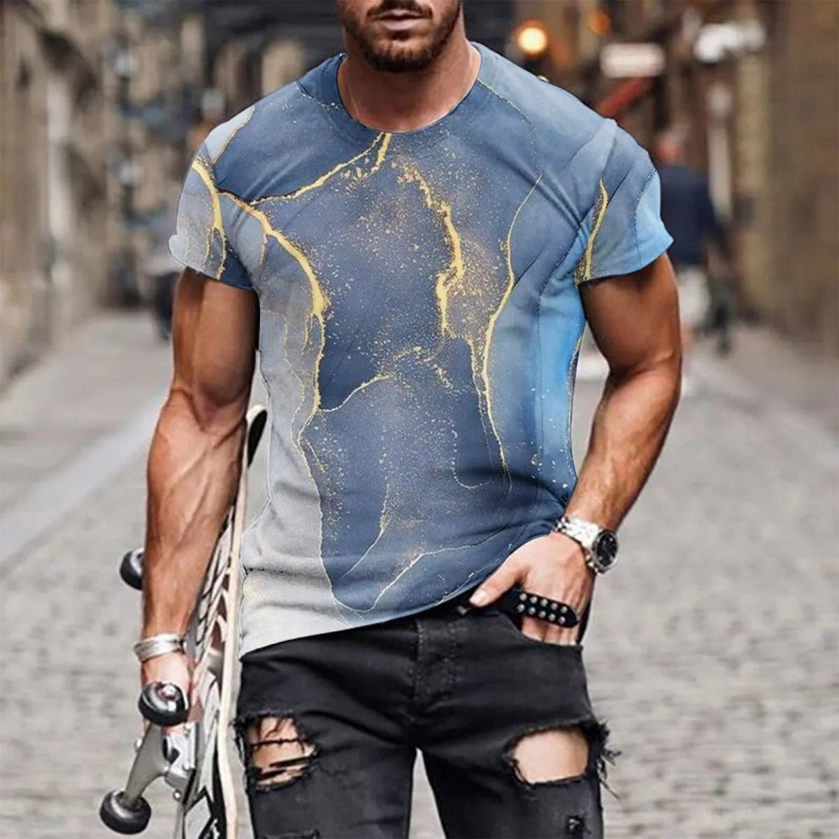 MEN'S CASUAL 3D TIE-DYE PLUS SIZE SHORT-SLEEVE T-SHIRT