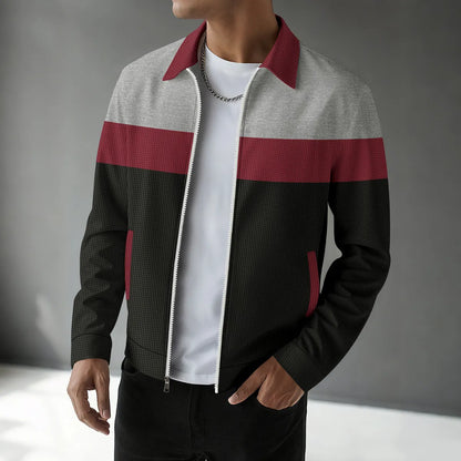 MEN'S SPRING WAFFLE LAPEL LONG-SLEEVE JACKET